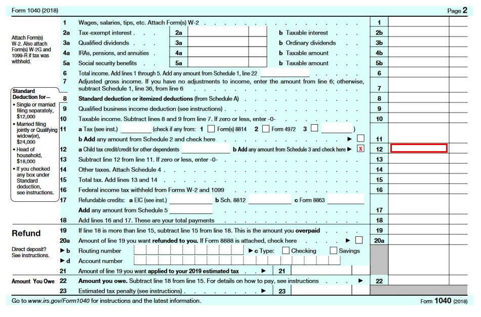 Form 1040 Line 12